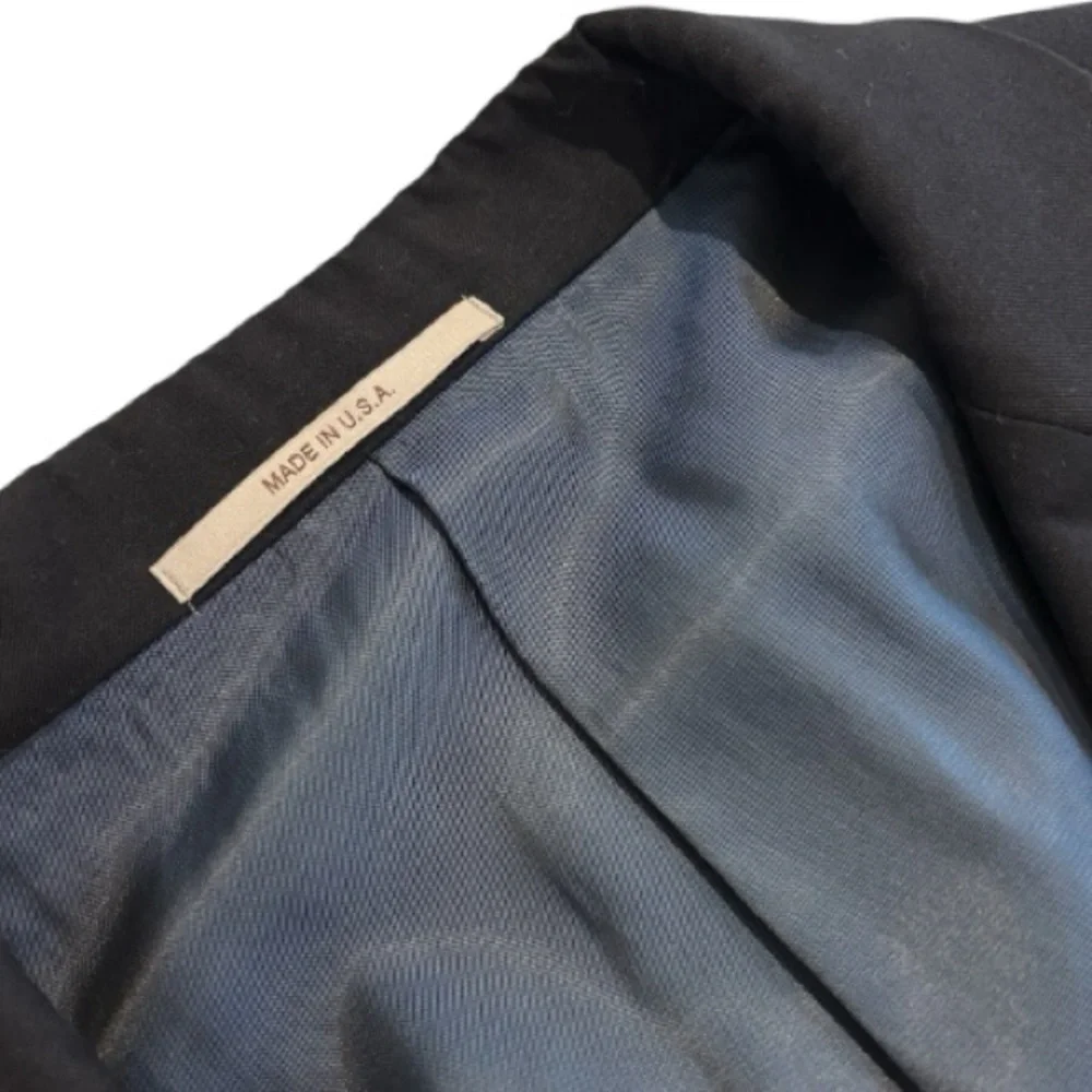 Hickey Freeman 100% Worsted Wool Navy Blazer Sport Coat 48L Made in USA EUC